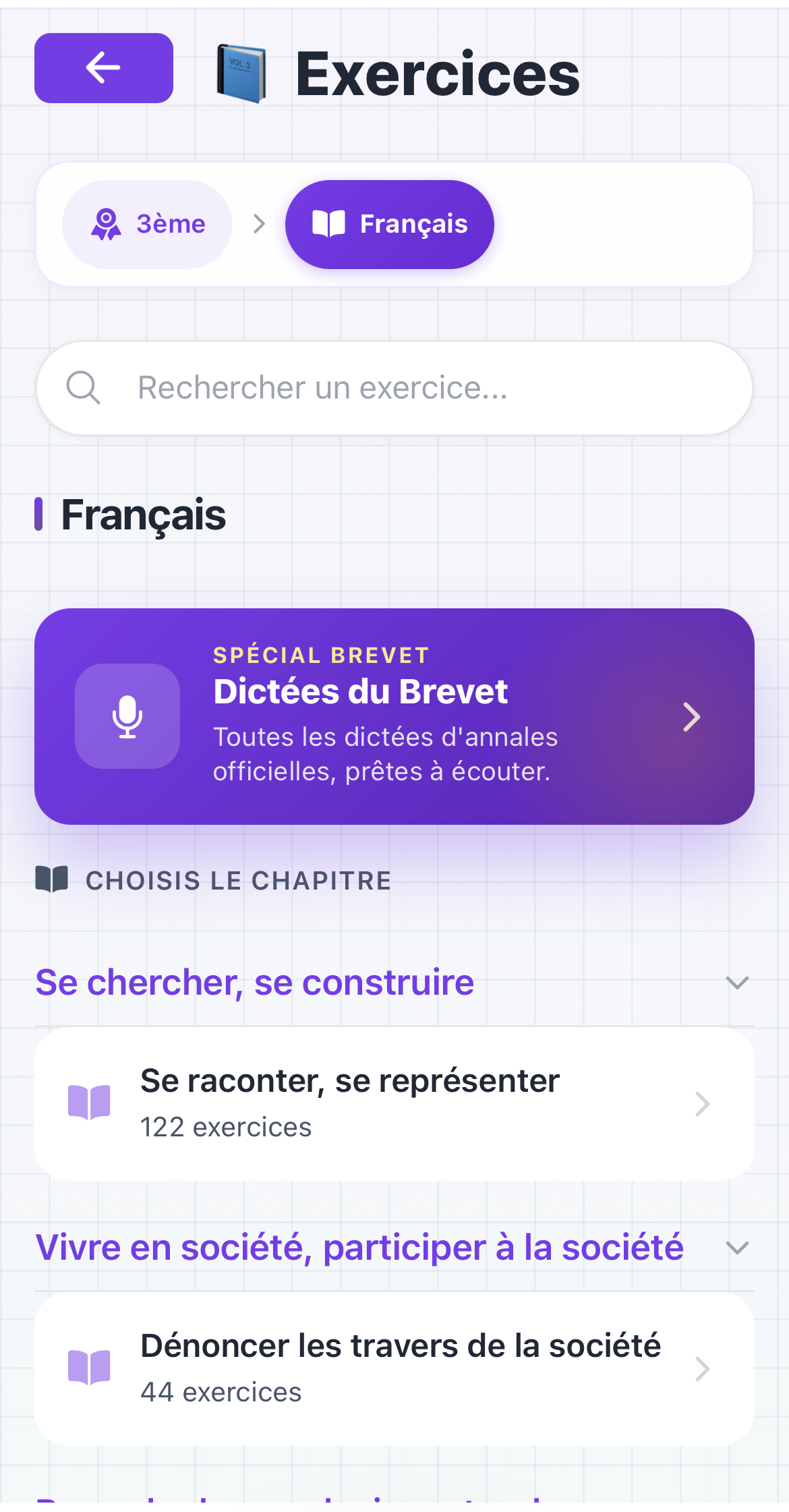 Banque d'exercices - annales BAC et Brevet par chapitre